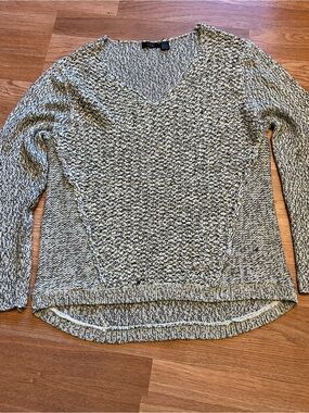 RDI V-Neck Marled Knit Sweater - Gray.Size LP